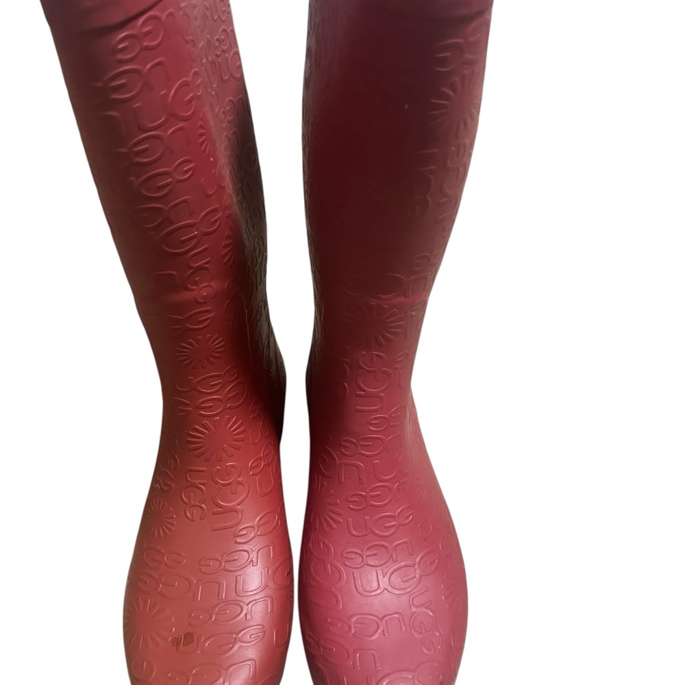 UGG Red Boots Waterproof Ribber Spellout Print Size 6 - Picture 3 of 8